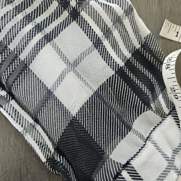 Joie Black Sheer Silk Puff Sleeve Blouse Top Career V Neck Plaid Peasant Med - Picture 8 of 8